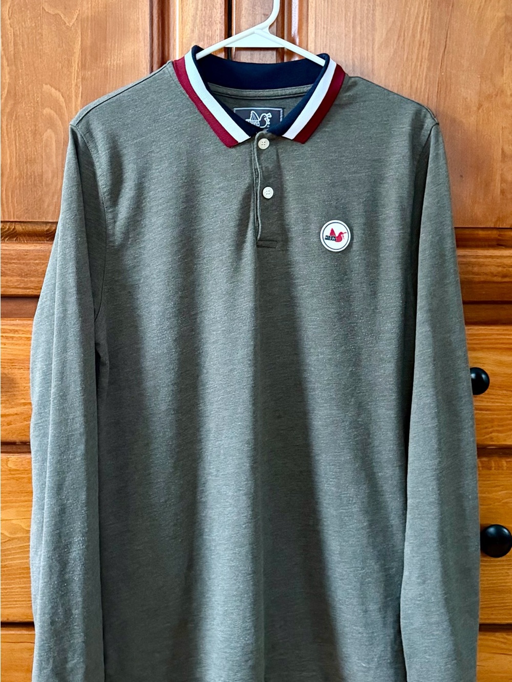 Peaceful Hooligan Long-Sleeve Olive Polo with Contrast Collar